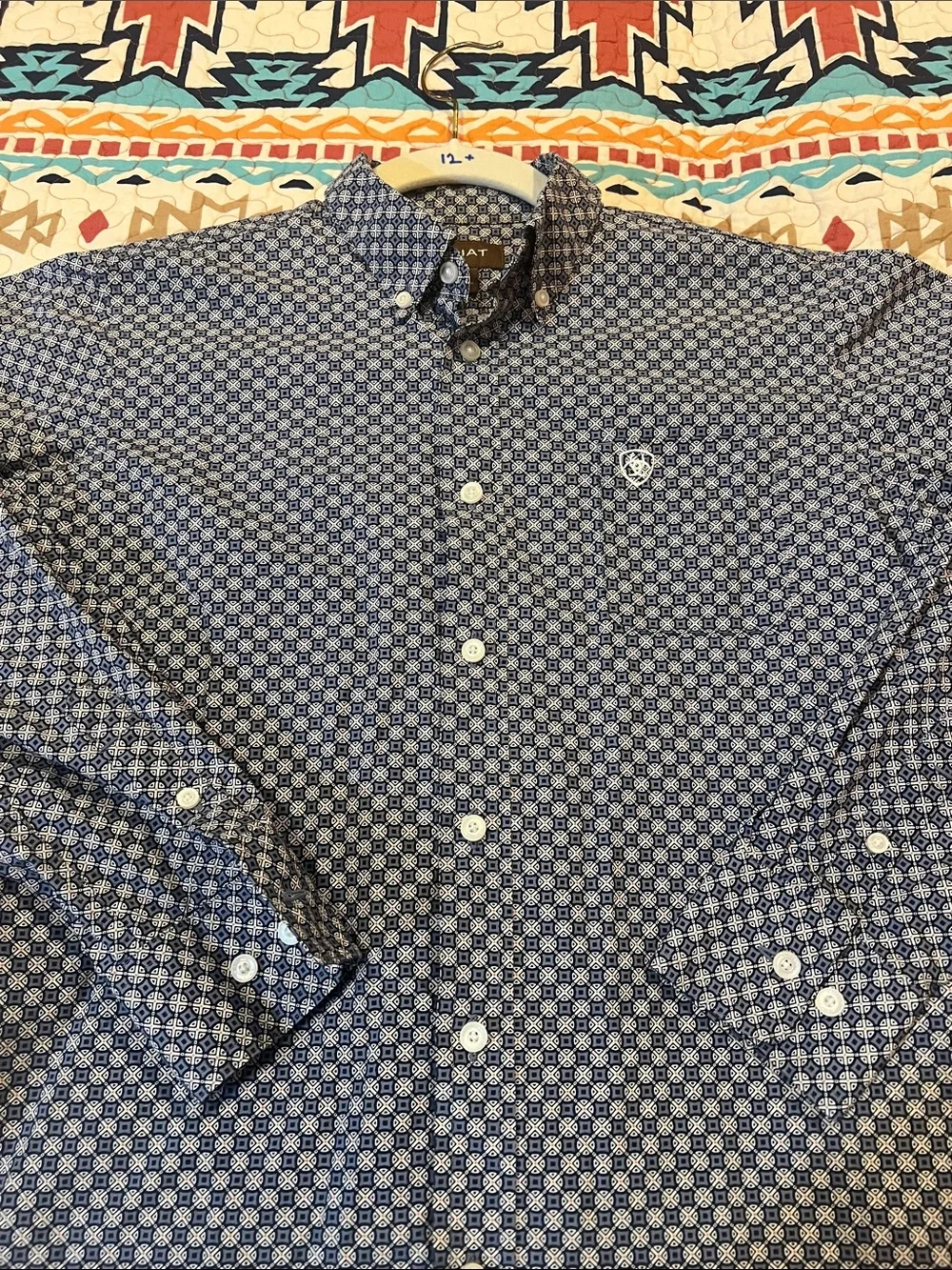 Ariat Men's Navy Geo Button-Down Shirt